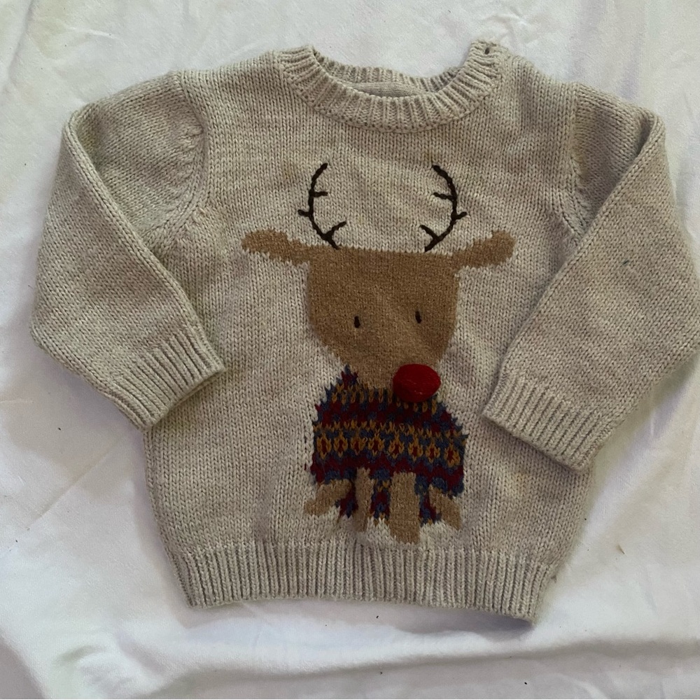 Zara Baby Knit Holiday Reindeer Christmas Sweater Size 2-3 Years